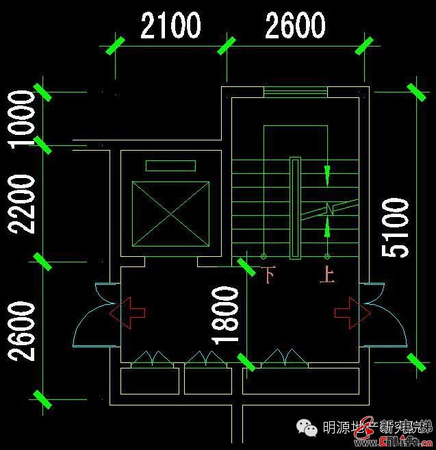 楼梯电梯组合平面图图片