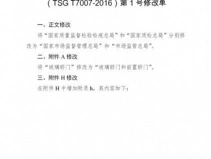 市场监管总局发布《电梯型式试验规则》等7个特种设备安全技术规范修改单